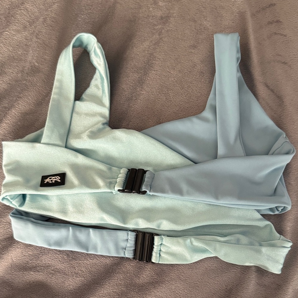Light Blue Women's Crop Top with Buckle Straps